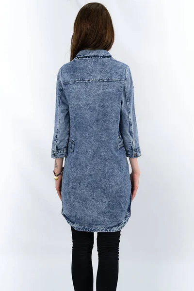 Světle modrá volná dámská džínová bundapřehoz přes oblečení A1WN1 Re-Dress