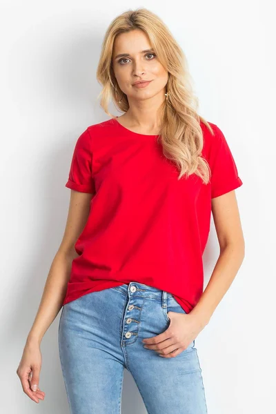 Základní červené dámské bavlněné tričko FPrice