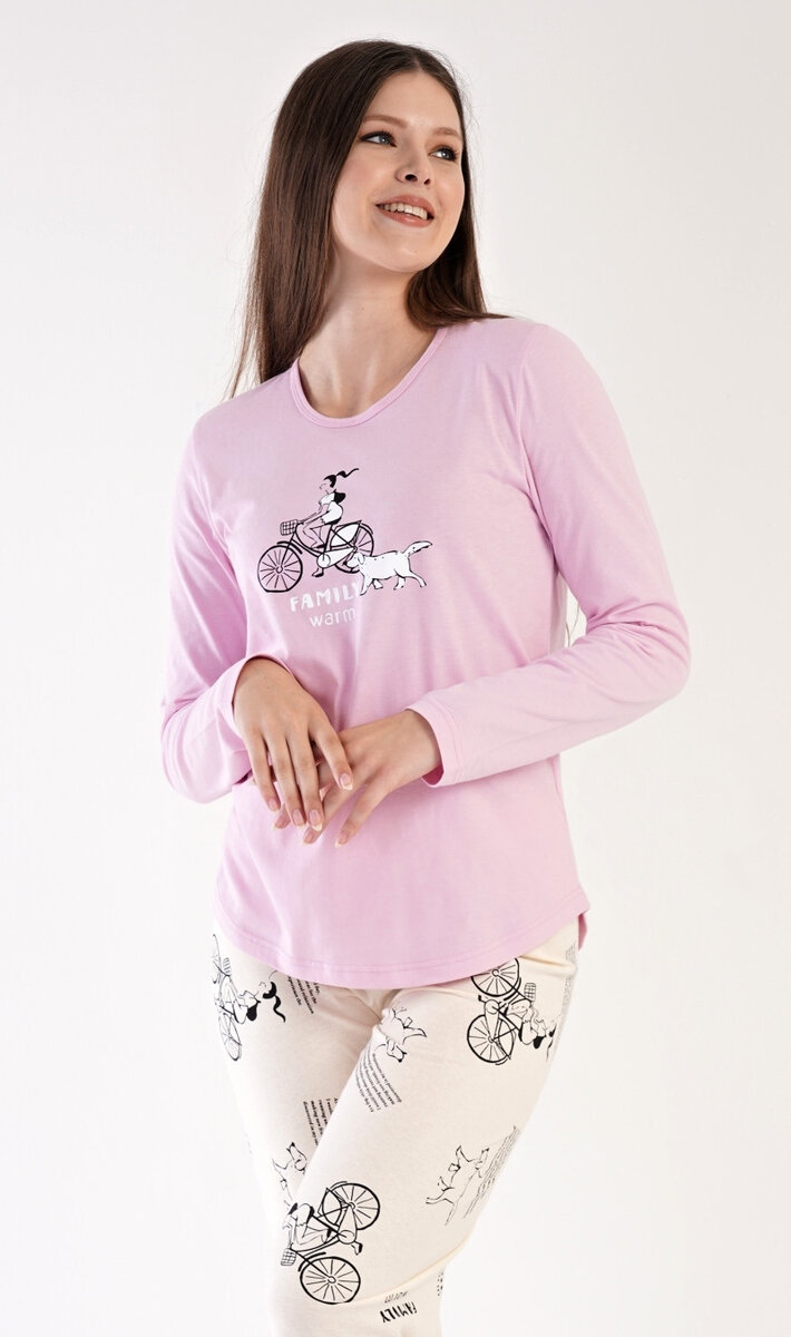Pyžamo Dívka na kole - Rodinné teplíčko, světle růžová XL i232_9374_55455957:světle růžová XL