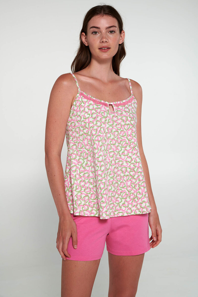 Letní pyžamo pro ženy s krajkovými detaily - Růžový květ, fuchsia pink XXL i512_20257_163_6