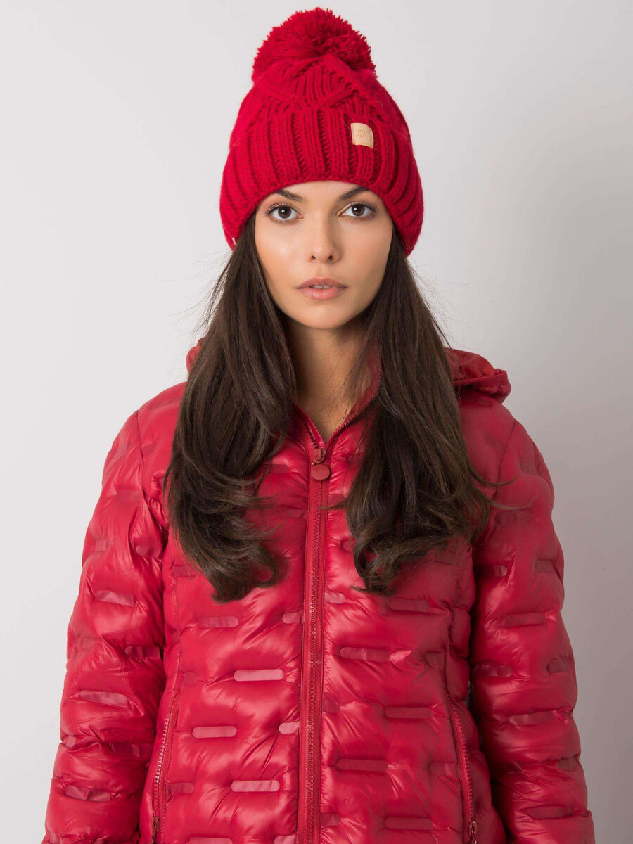 Červená zateplená zimní čepice FPrice, jedna velikost i523_2016103027996