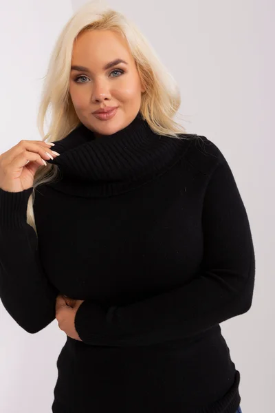 Černý ležérní plus size svetr s viskózou Fashionhunters