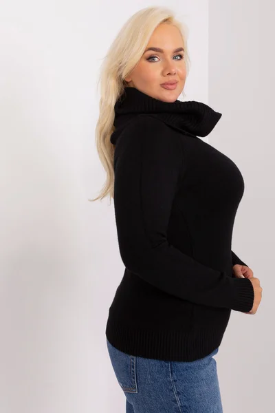 Černý ležérní plus size svetr s viskózou Fashionhunters