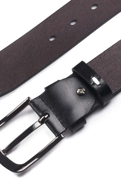 Mužský kožený pásek PETERSON® černý s kovovou sponou