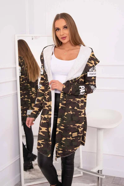 Dámská kapucová bunda khaki-béžová K-Fashion