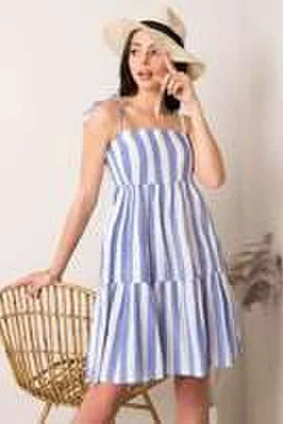 Bílé a modré pruhované šaty FPrice
