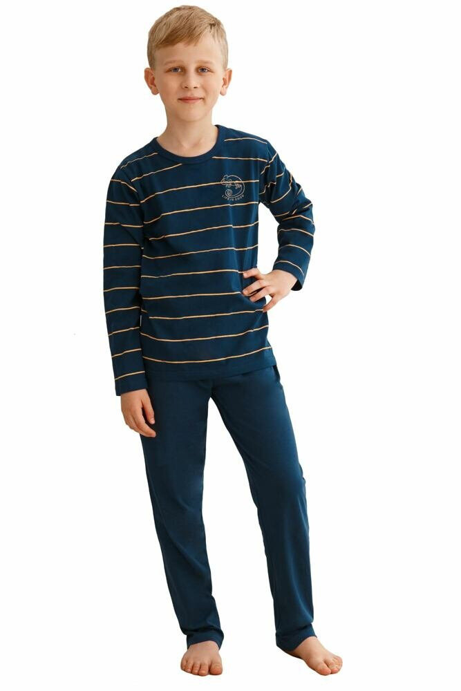 Chlapecké pyžamo Harry tmavě modré s pruhy Taro, modrá 104 i43_71818_2:modrá_3:104_