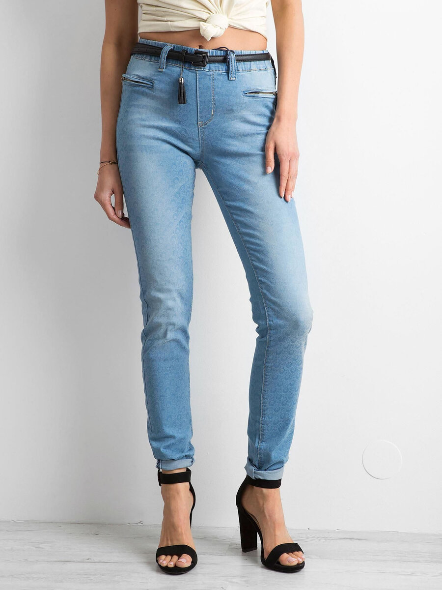 Dámské modré džíny s malými vzory FPrice, 25 i523_2016101943755