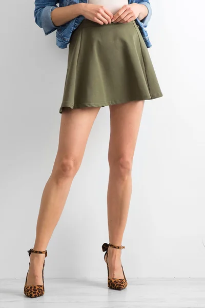 Dámská khaki minisukně s rozšířenou sukní FPrice