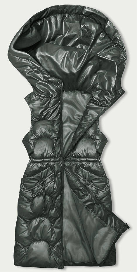 Khaki dámská vesta s kapucí a péřovou výplní SWEST, odcienie zieleni 48 i392_23232-27