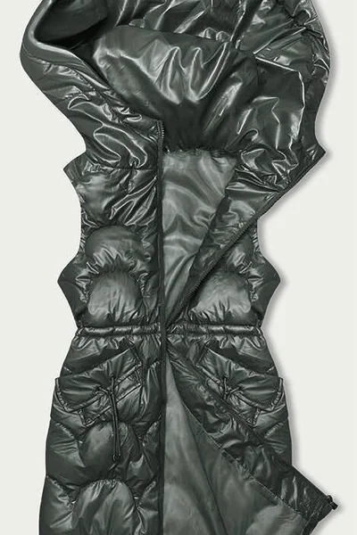 Khaki dámská vesta s kapucí a péřovou výplní S'WEST