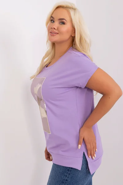 Fialová plus size halenka s krátkými rukávy Fashionhunters