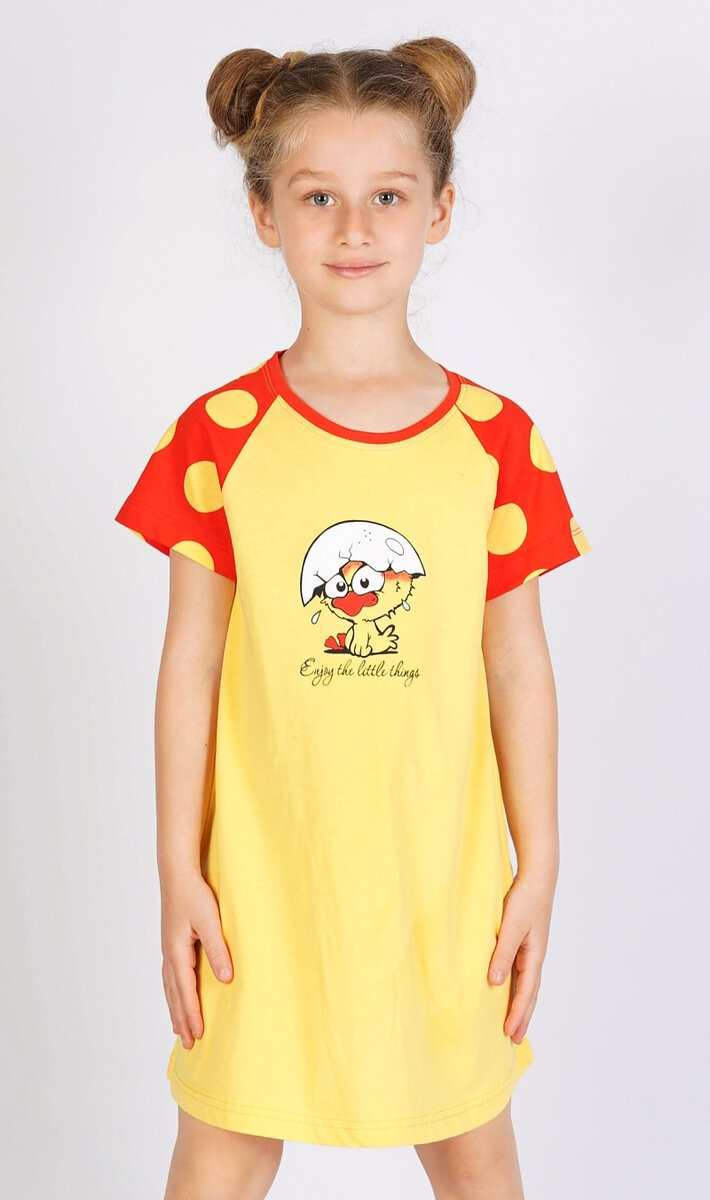 Dětská noční košile s krátkým rukávem Kuře Vienetta Secret, červená 9 - 10 i232_8395_55455957:červená 9 - 10