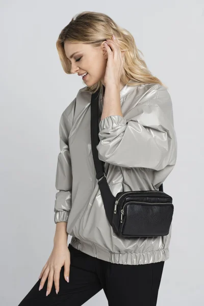 Kalite Look Černá Unisex Crossbody Kabelka z Kůže