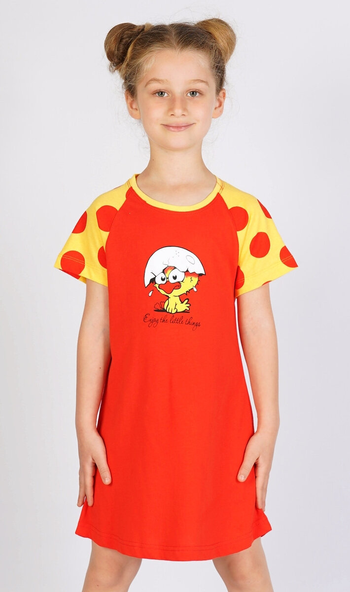 Dětská noční košile s krátkým rukávem Malé kuře Vienetta Secret, žlutá 3 - 4 i232_8394_55455957:žlutá 3 - 4
