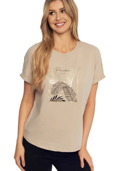 Hnědé dámské pyžamo s potiskem - Henderson Apparel