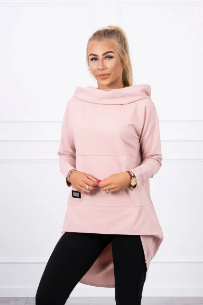 Delší dámská kapucová mikina v růžové od K-Fashion