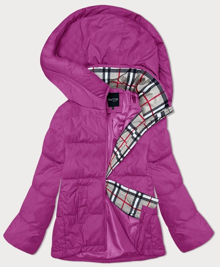 Růžová péřová bunda s kapucí pro ženy - TiTi Warm, odcienie różu S (36) i392_23252-46