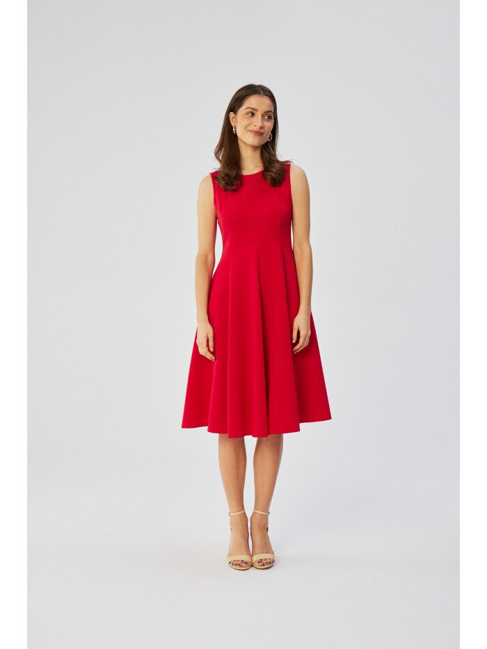 Červené Elegantní Šaty bez Rukávů - STYLOVE, EU S i529_45393350586535008