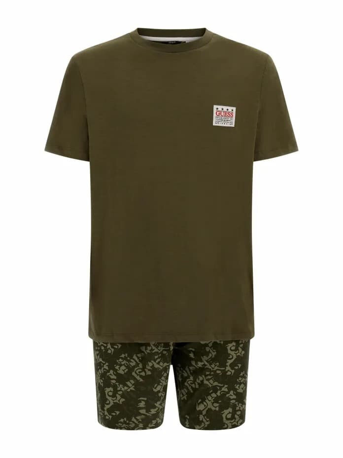 Pánské khaki pyžamo Guess s tričkem a kraťasy, XL i10_P61909_2:93_