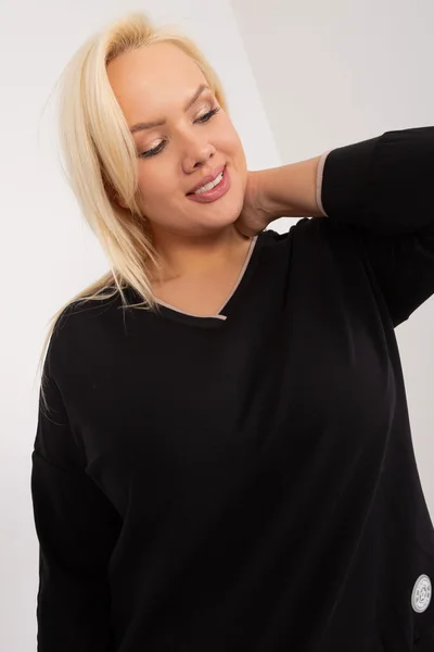 Černá dámská halenka plus size s manžetami Fashionhunters