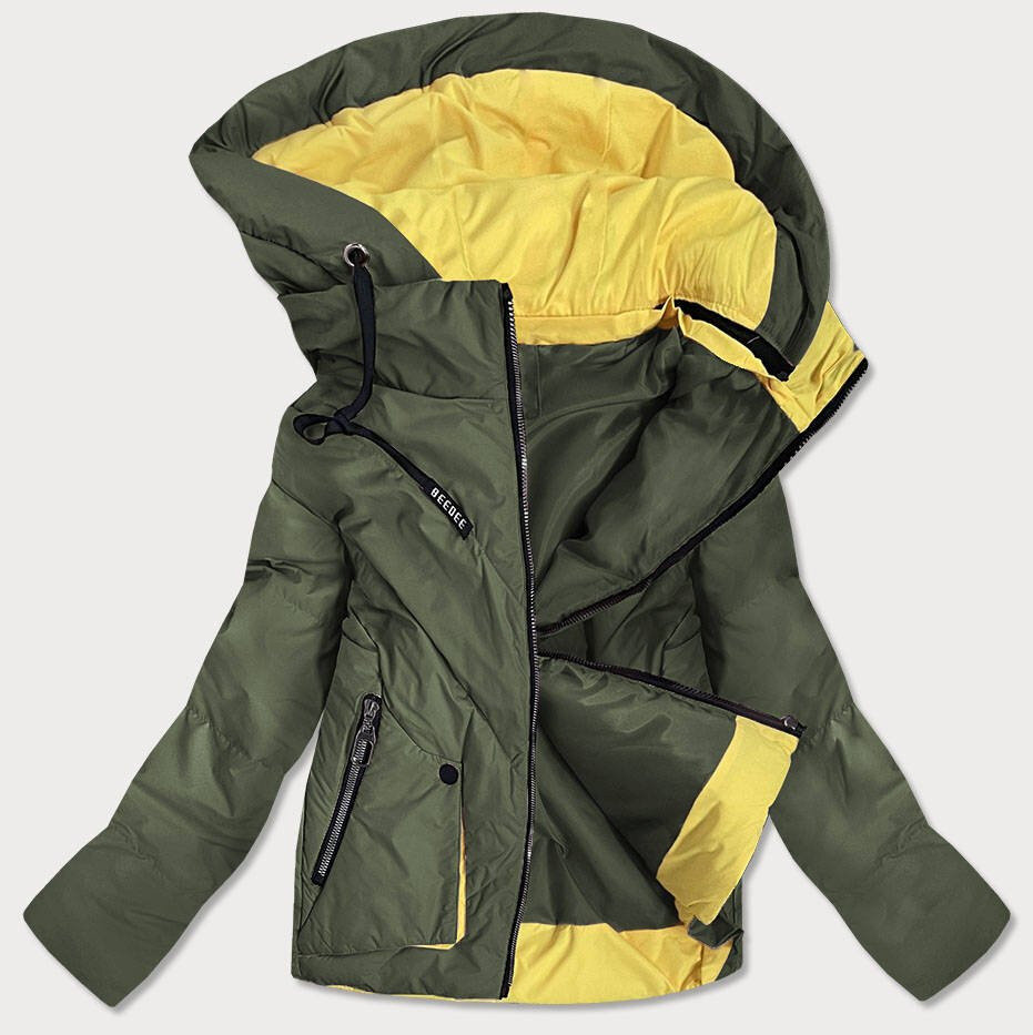 Khaki dámská asymetrická bunda DARK SNOW, odcienie zieleni XXL (44) i392_16579-48