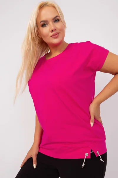 Fashionhunters fuchsiová plus size halenka se stříbrnou šňůrkou