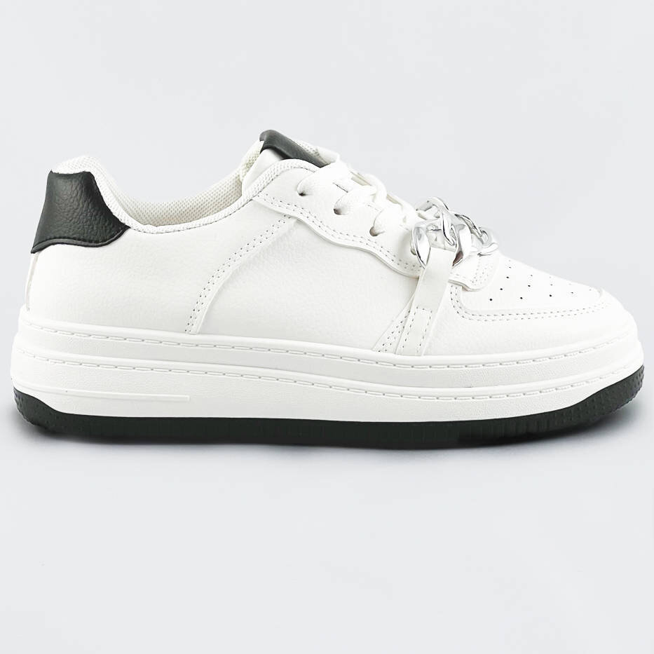Bílo-černé dámské sportovní boty s řetízkem 4A7R Mix Feel, odcienie bieli XL (42) i392_20191-19