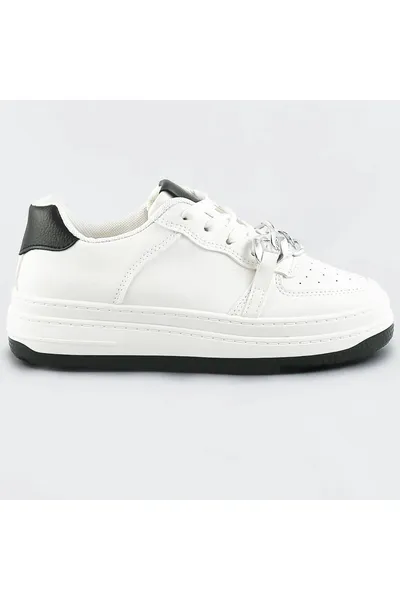 Bílo-černé dámské sportovní boty s řetízkem 4A7R Mix Feel