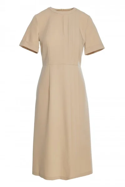 Šaty s řasením na boku - béžové Elegance Chic