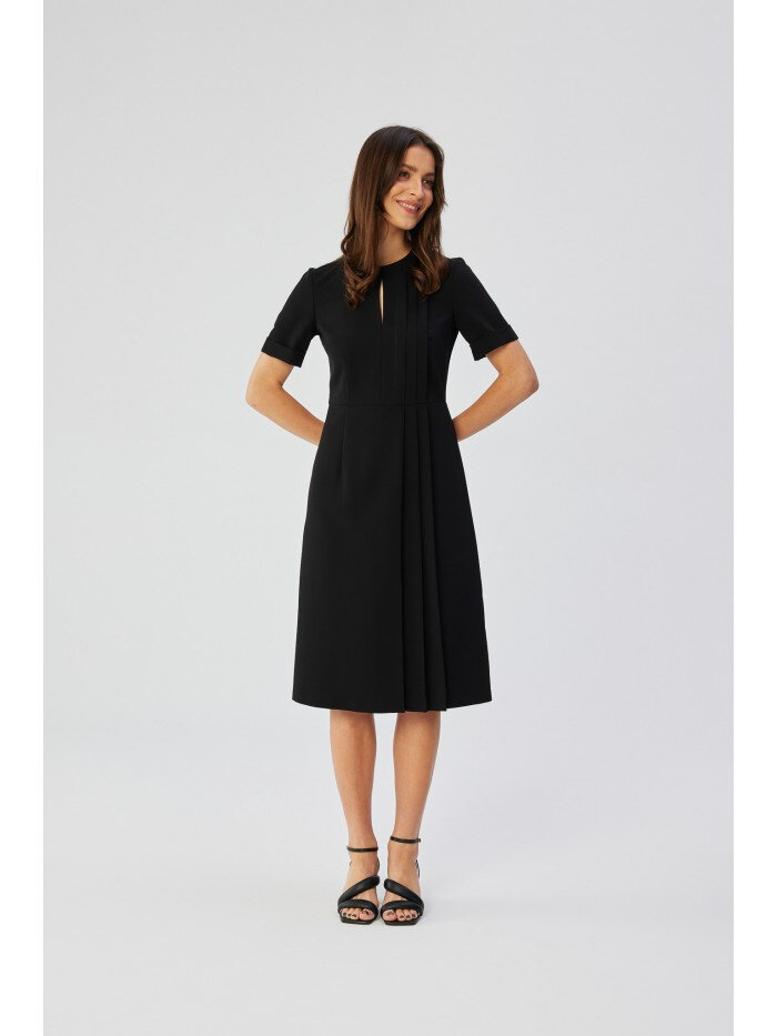 Černé šaty s ozdobnými záhyby - Elegantní Shift, EU XL i529_5477512660306203190