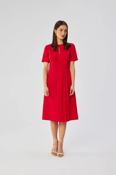 Červené šaty s řasením na bocích - Elegantní Vibe