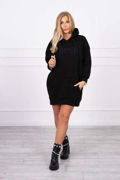 Dámská černá oversize mikina s výšivkou - K-Fashion