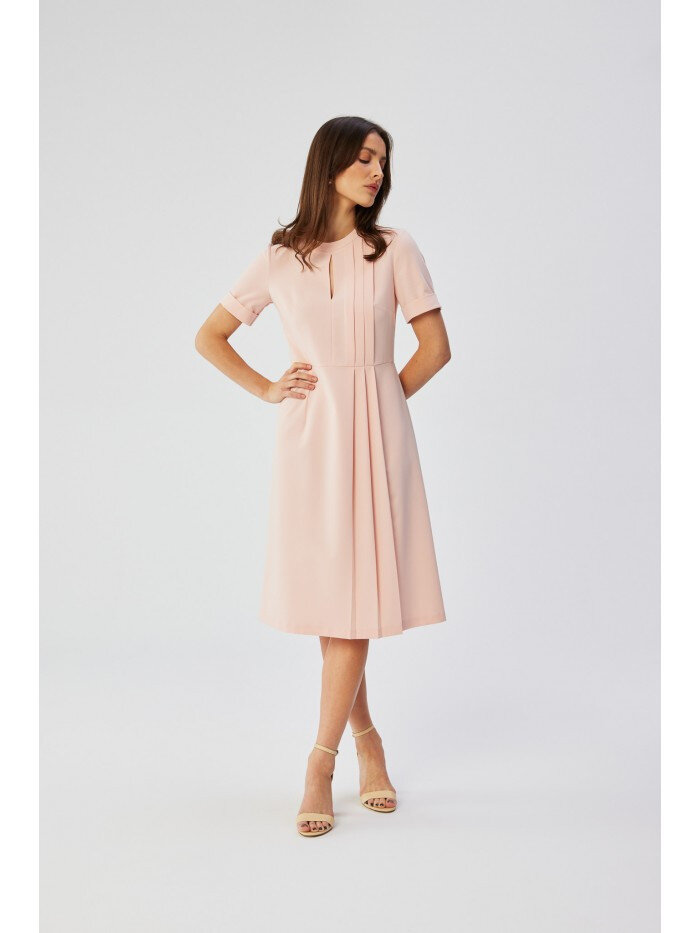 Růžové šaty s ozdobnými záhyby - STYLOVE, EU M i529_3453451016438021946
