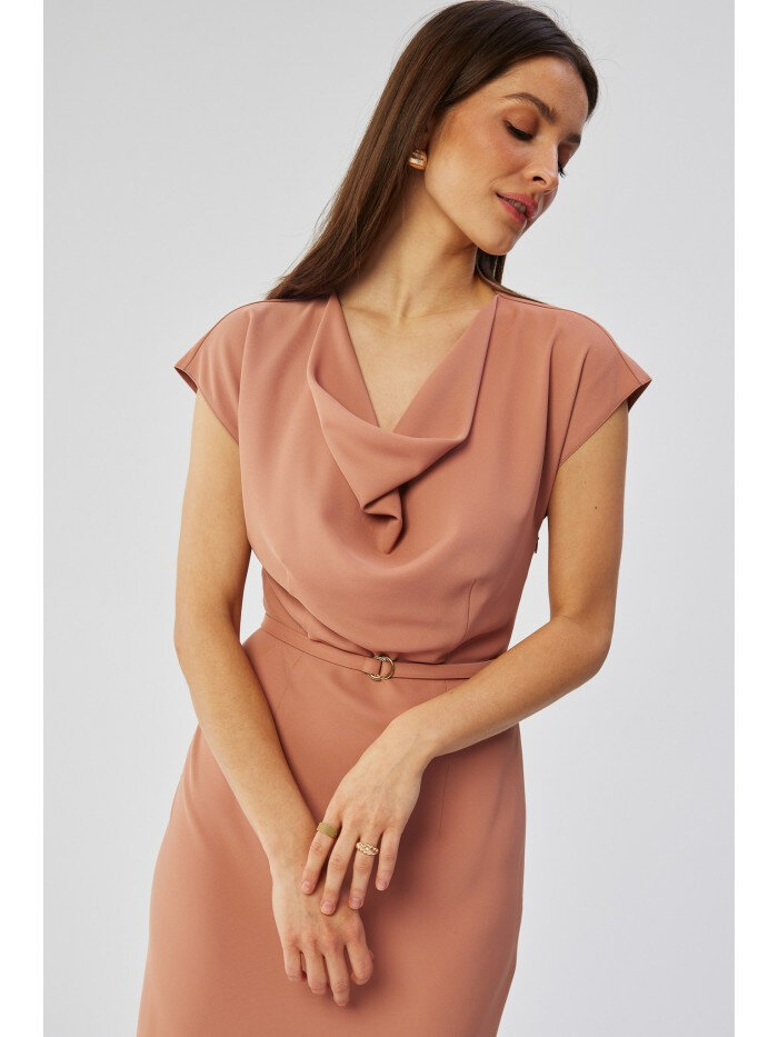 Růžové asymetrické šaty s výstřihem - STYLOVE Elegance, EU L i529_8745682536849406973