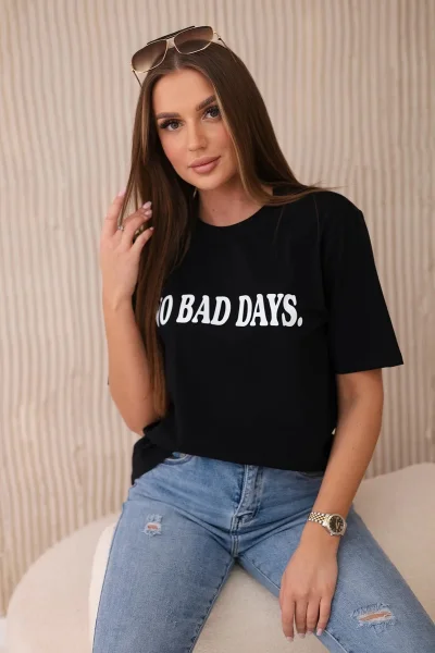 Bavlněná dámská halenka No Bad Days černá - K-Fashion