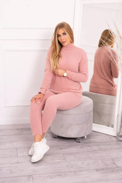 Dvoudílný dámský svetrový set alpaka pudrový - K-Fashion