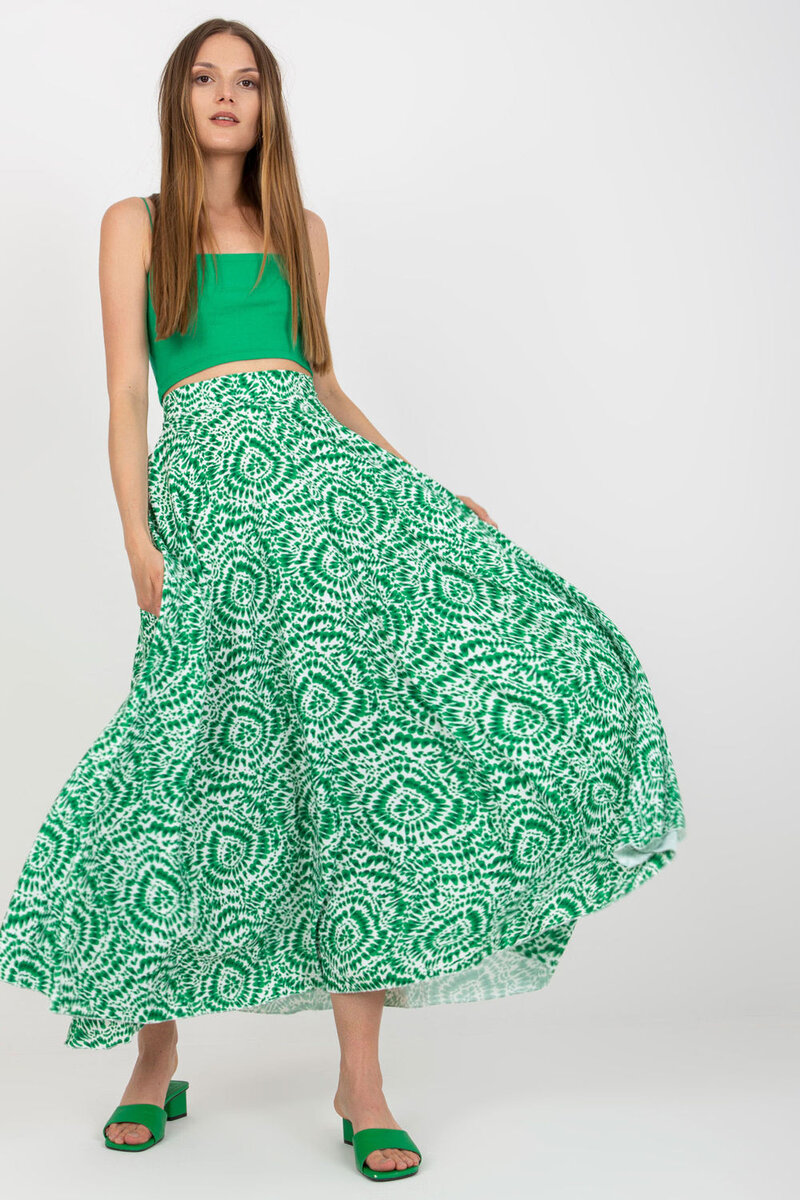 Dámská sukně dlouhá 0MO - Rue Paris FPrice, zeleno-bílá S i10_P56864_1:398_2:92_