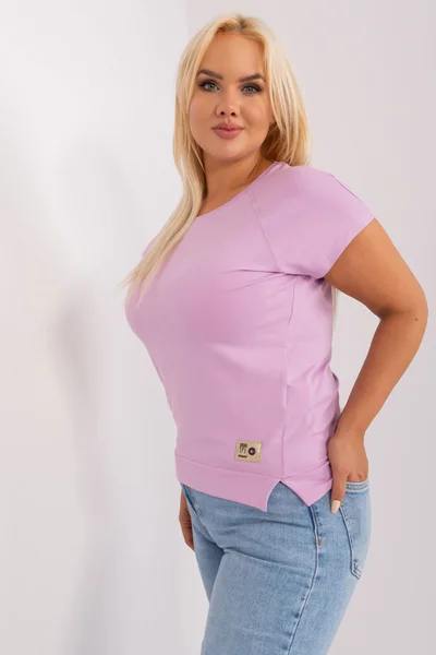 Stylová fialová plus size halenka s rozparky Fashionhunters