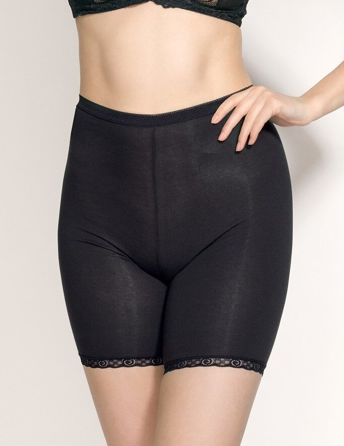 Komfortní dámské bavlněné kalhotky s bermudskými nohavičkami, černá S i384_69481686