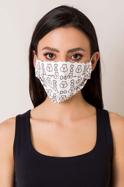 Černá a bílá pruhovaná bavlněná maska FPrice