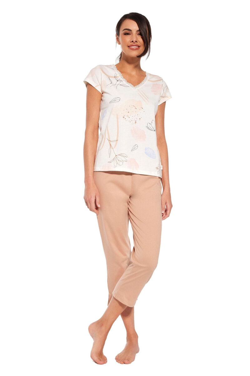 Krémové pyžamo pro ženy Flora od Cornette, krémová XL i41_9999940896_2:krémová_3:XL_
