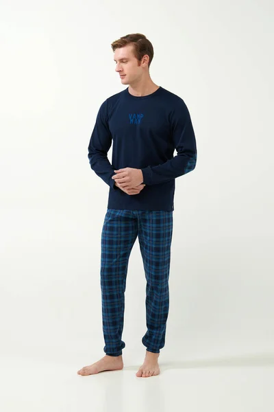 Pánské modré pyžamo Blue Tartan - Vamp