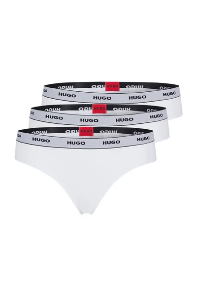 Dámská tanga Triplet Thong Stripe 3 pack X3G9 bílá - Hugo Boss