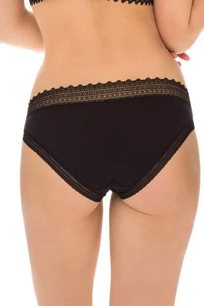 Dámské bavlněné kalhotky s krajkou 2 ks DIM SEXY FASHION SLIP 2x - DIM - černá