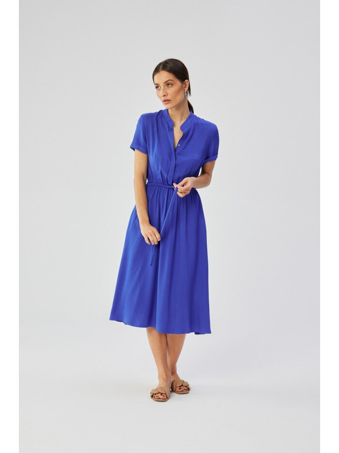 Modré šaty s šňůrkou v pase - Viskózový elegance, EU S i529_578750073085764120