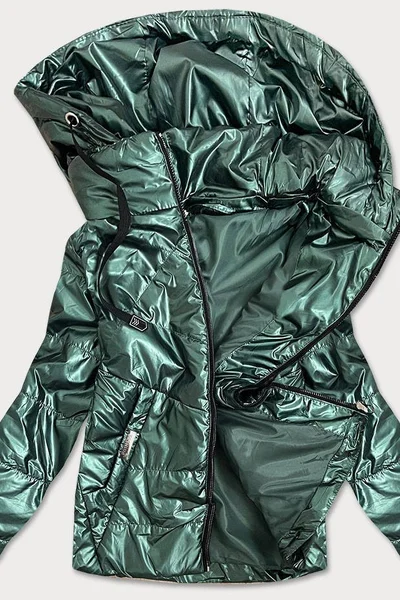 Zelená lesklá bunda pro ženy s kapucí 7H9 S'WEST