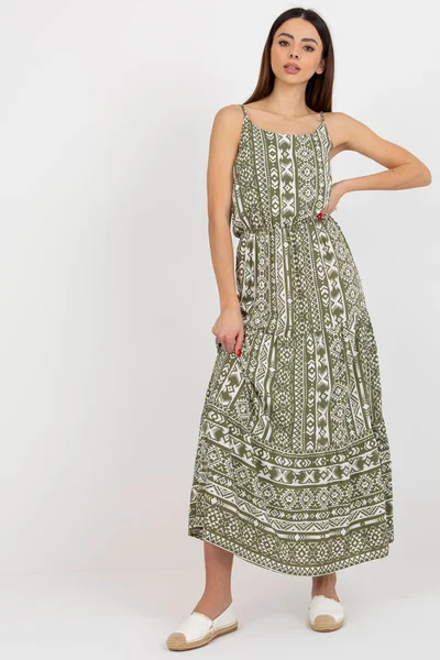 Dámské khaki boho maxi šaty na ramínka Fashionhunters