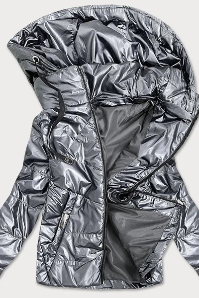 Stříbrná lesklá bunda pro ženy s kapucí 8MI S'WEST