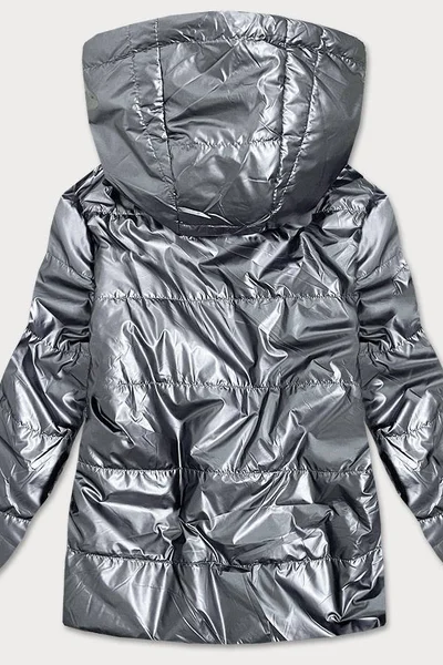 Stříbrná lesklá bunda pro ženy s kapucí 8MI S'WEST